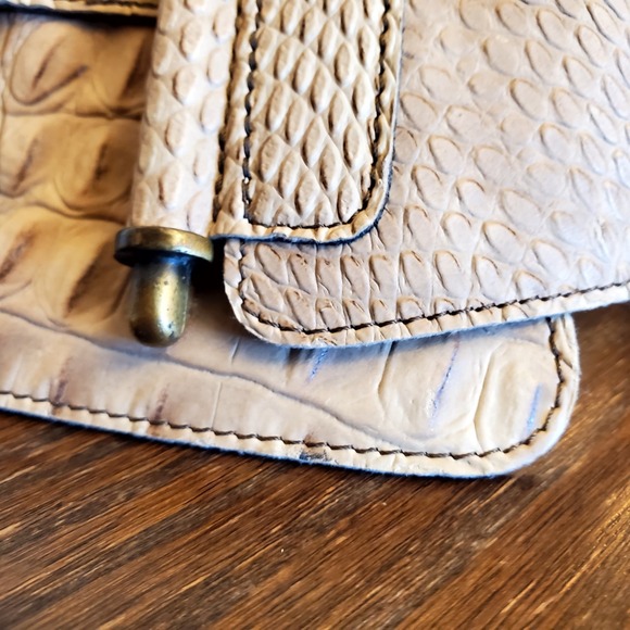 Vintage Italian Wide Leather Belt Beige Reptile Embossed D-Ring - Picture 15 of 16